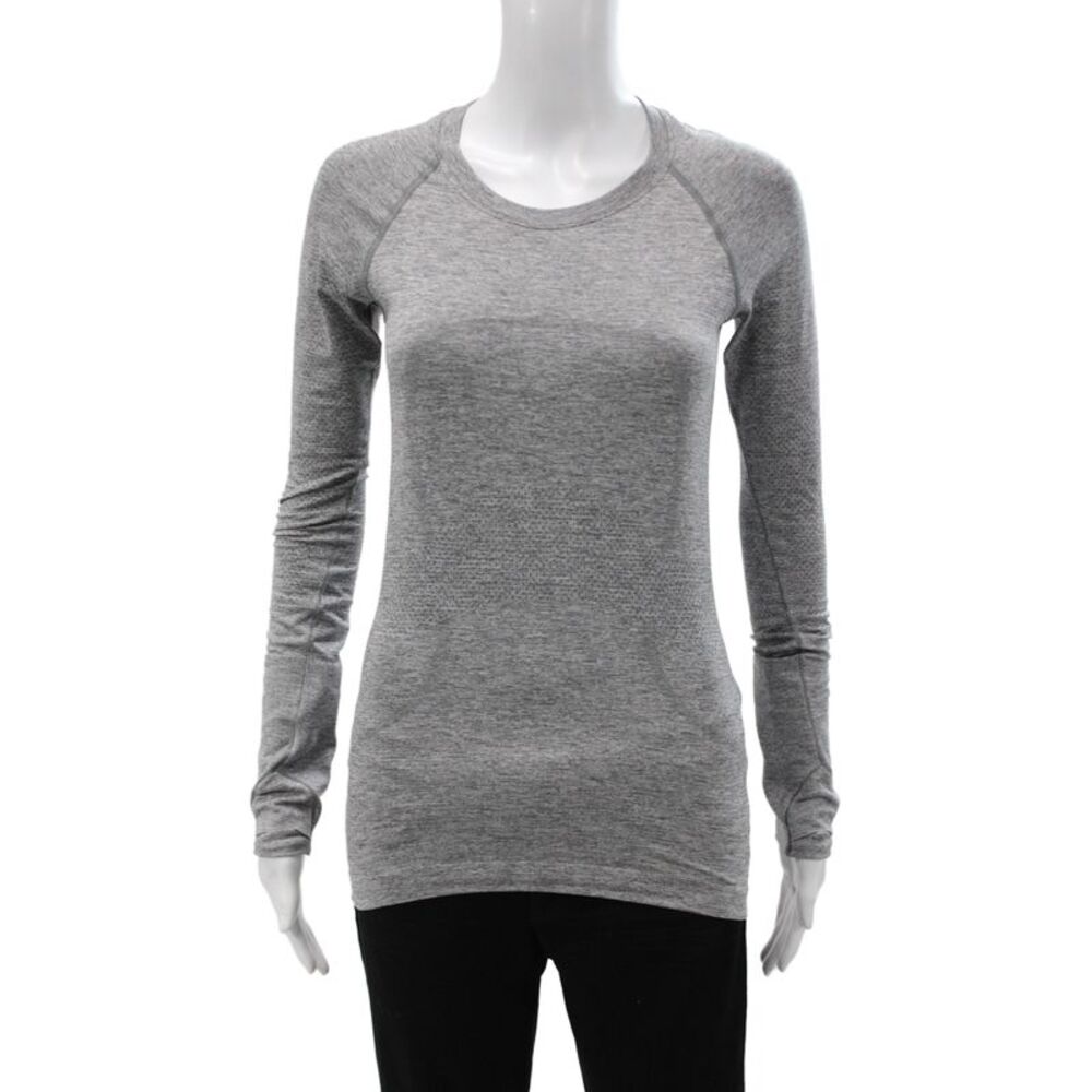 Lululemon Womens Nylon Crew Neck T Shirt Gray Size S